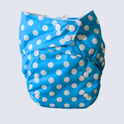 Reusable Organic Cotton Diaper – Snap Closures (8–30 lbs) – Bleuet polka