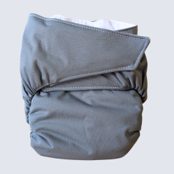 Reusable Cotton Diaper – Velcro (8–30 lbs) - Prune cendrée