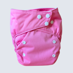 Reusable Organic Cotton Diaper – Snap Closures (8–30 lbs) – Melon rose