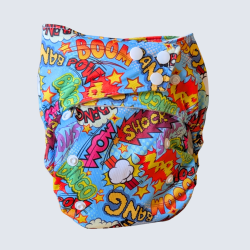 Couche réutilisable en coton biologique - boutons-pression (8 - 30lbs) - Boom pow